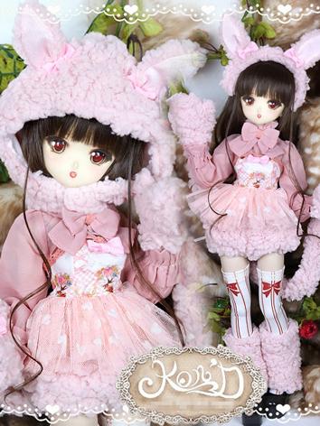 1/4 BJD Clothes Girl Pink Coat and Skirt Suit for MSD/MDD size Ball-jointed Doll