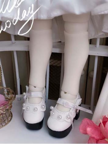 BJD Shoes Girl White High-heeled Shoes for MSD Size Ball-jointed Doll