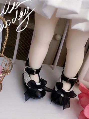 BJD Shoes Girl Black Flat Shoes for YOSD Size Ball-jointed Doll