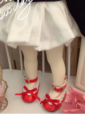 BJD Shoes Girl Red Flat Shoes for YOSD Size Ball-jointed Doll