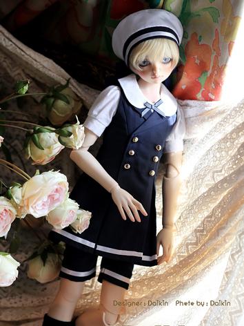 BJD Clothes Girl Blue Coat and Shorts Uniform for SD size Ball-jointed Doll