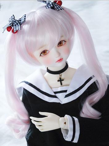 BJD Wig Girl Silver/Pink Short Hair Wig for SD/MSD Size Ball-jointed Doll