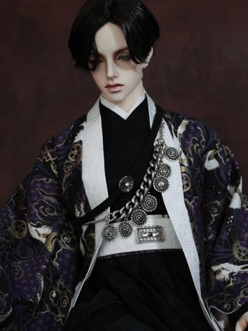 Limited BJD Clothes Dark Blue Printed Ancient Male Suit for SD/70CM Ball-jointed Doll