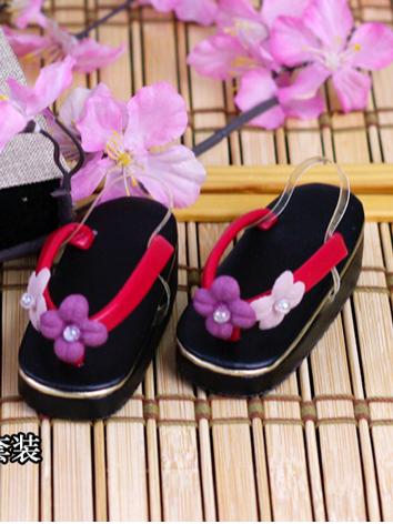 BJD Girl Black/White Geta Shoes for SD/DD Ball-jointed Doll