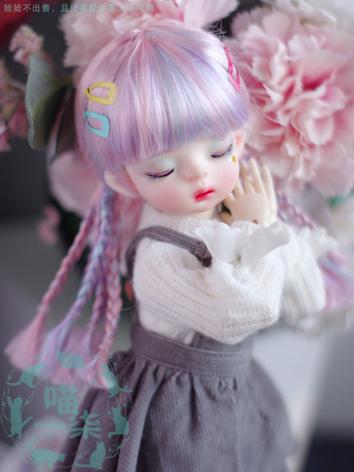 BJD Wig Girl Purple&Pink Braid Long Hair for MSD 1/8 Size Ball-jointed Doll