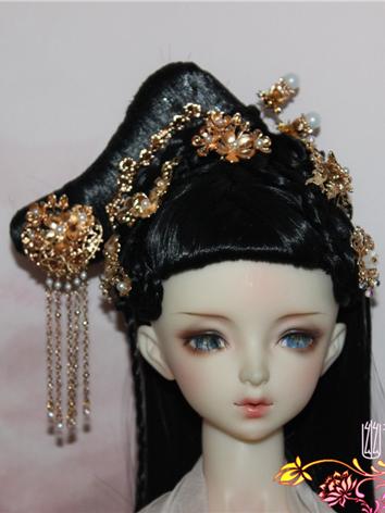 BJD Wig Black Long Hair Ancient Updo for MSD/SD Size Ball-jointed Doll