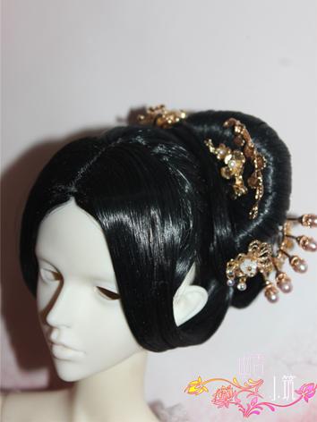 BJD Wig Black Long Hair Ancient Updo for MSD/SD Size Ball-jointed Doll