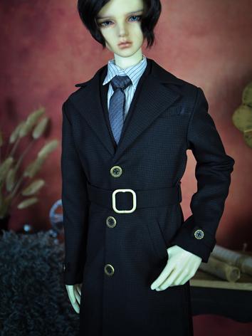 BJD Clothes Boy Black/Gray Long Outer Coat Vest Trousers Shirt Outfit for 65cm/70cm/73cm/SD/MSD Size Ball-jointed Doll