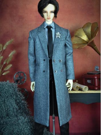 BJD Clothes Boy Gray Long Outer Coat for 65cm/70cm/73cm/SD/MSD Size Ball-jointed Doll