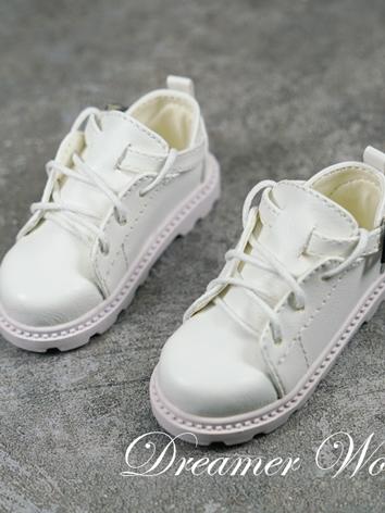 BJD Shoes Boy White/Brown/Black Flat Leather Sports Shoes Leisure Shoes for SD/MSD Size Ball-jointed Doll