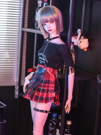 BJD Clothes Girl/Female Black Top and Red Skirt Outfit Suit for MSD/SD/70CM Size Ball-jointed Doll