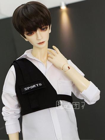 BJD Clothes Boy/Male White Shirt and Black Vest for 70CM/POPO68/SD/MSD Size Ball-jointed Doll