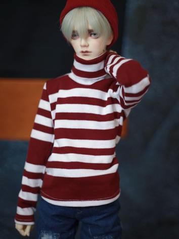 BJD Clothes Red/White High-neck T-shirt A352 for MSD/SD/70cm Size Ball-jointed Doll