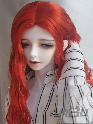 BJD Wig Boy Wig Wine Long Curly Hair for SD/MSD Size Ball-jointed Doll