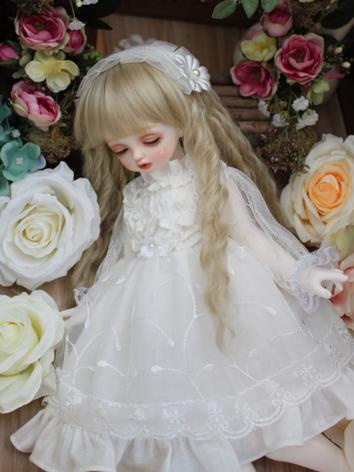 BJD Clothes Girl Western Style White Dress for SD/MSD/YOSD Size Ball-jointed Doll