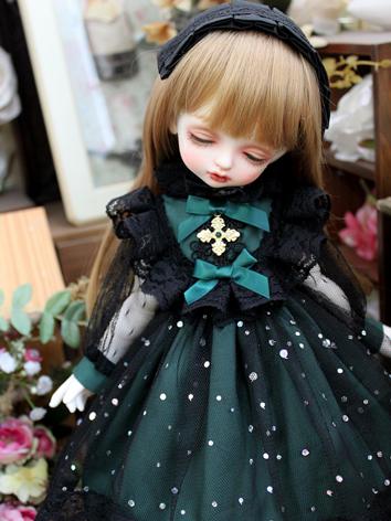 BJD Clothes Girl Western Style Black&Green Dress for SD/MSD/YOSD Size Ball-jointed Doll