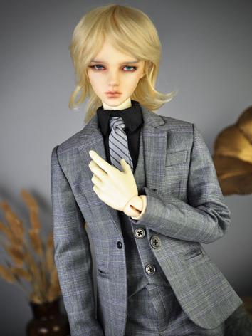 BJD Clothes Boy Grey Grid Suit Set for 65cm/70cm/73cm/SD/MSD Size Ball-jointed Doll