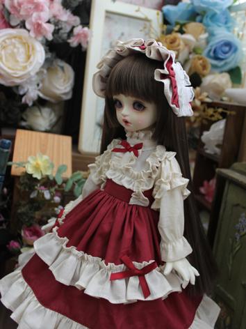 BJD Clothes Girl Western Style Red Dress for SD/MSD/YOSD Size Ball-jointed Doll