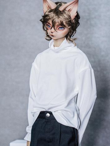 BJD Clothes Boy Black/White High Neck T-shirt for 62cm/68cm/73cm Ball-jointed Doll
