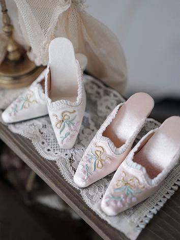 Bjd 1/3 Shoes Pink/Beige/Champagne/Purple/Green Embroidery High-heeled Shoes for SD Size Ball-jointed Doll