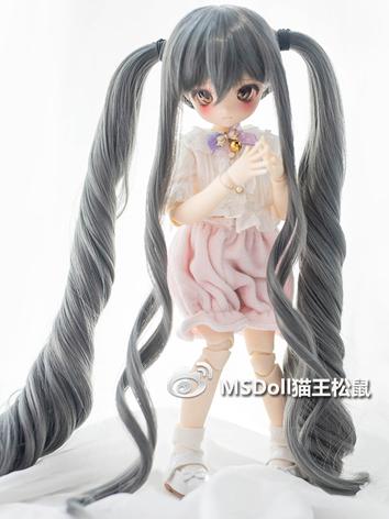 BJD Wig Girl Gray Long Hair for MSD Size Ball-jointed Doll