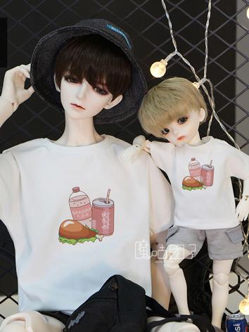 BJD Clothes Boy/Male White T-shirt for 70CM/POPO68/SD/MSD/YOSD Size Ball-jointed Doll