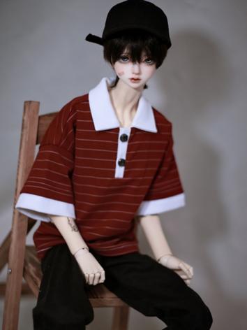 BJD Clothes Black/Red Strip Short Sleeves T-shirt A363 for MSD/SD/POPO68/70cm Size Ball-jointed Doll