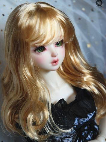 BJD Wig Girl Gold Long Curl...
