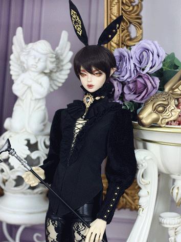 Bjd Clothes Girl/Boy Black Shirt Trousers Suits【Spades rabbit】for SD13/SD17/73CM/75CM Size Ball-jointed Doll