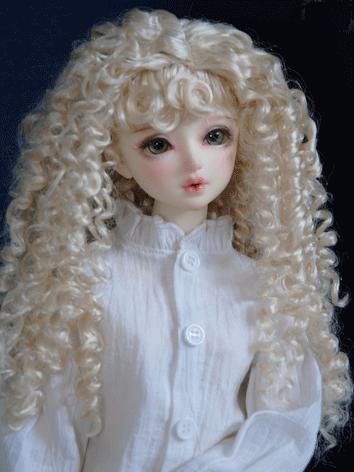 BJD Girl Wig Light Gold Long Curly Hair for SD/MSD/YOSD Size Ball-jointed Doll