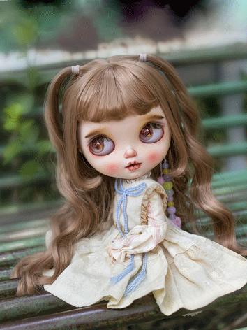 BJD Wig Girl Brown/Green Long Curly Hair for SD Size Ball-jointed Doll