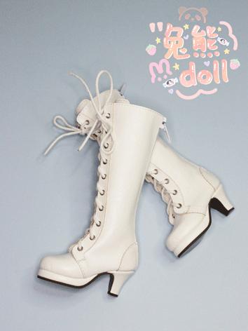 BJD Shose Girl Brown/White/Red High Heel Boots Shoes for MSD Size Ball-jointed Doll