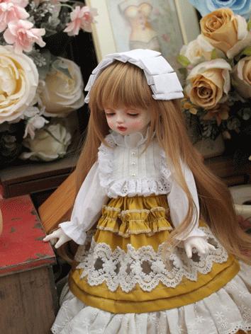 BJD Clothes Girl White&Yellow Western Style Dress for SD/MSD/YOSD Size Ball-jointed Doll