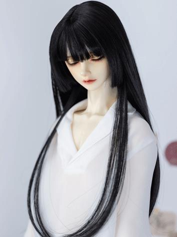 BJD Wig Girl/Boy Black/Silver Long Straight Hair for SD/MSD Size Ball-jointed Doll