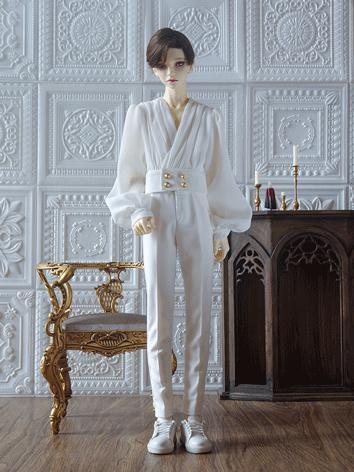 BJD Clothes Boy White/Black V-neck Shirt for SD17/POPO68/70cm/75cm Size Ball-jointed Doll