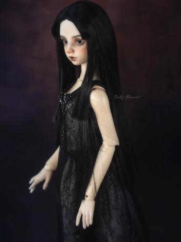 BJD Wig Girl/Female Silver/Black Long Straight Hair for SD/MSD Size Ball-jointed Doll