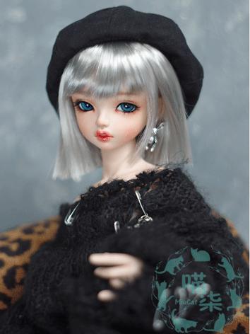 BJD Wig Girl Black/Silver Straight Short Wig Hair for SD/MSD/YOSD Size Ball-jointed Doll