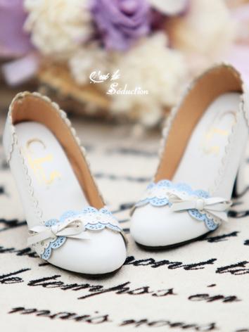 Bjd Girl/Lady Retro White&Blue High-heel Shoes for Fit for SD16/SD13/SD10 Girl Ball-jointed Doll