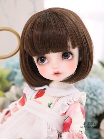 BJD Wig Girl Dark Brown/Gold Short Hair 1/3 1/4 Wig for SD/MSD Size Ball-jointed Doll