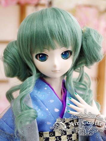 BJD Wig Girl Green Curly Double Ponytail Hair for SD Size Ball-jointed Doll