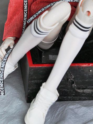 BJD Stockings Black/White Student Socks for SD/70cm Size Ball-jointed Doll