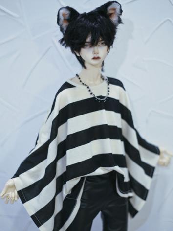BJD Clothes Black&Beige Broad Stripe Stretch Pullover for SD/MSD/70cm Size Ball-jointed Doll