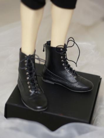 BJD Shoes Black Mid-tube Leather Boots for MSD/SD/70cm Size Ball Jointed Doll