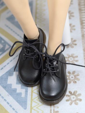 BJD Shoes Black Lace-up Uniform Leather Shoes for MSD/SD/70cm Size Ball Jointed Doll