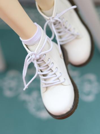 BJD Shoes White Short Leather Boots for 70cm Size Ball Jointed Doll