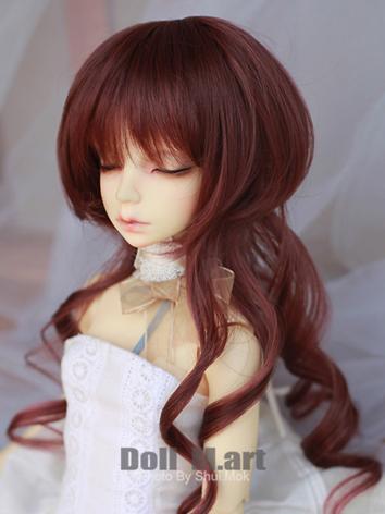 BJD Wig Reddish Brown Long Curly Hair for 1/3 Size Ball Jointed Doll