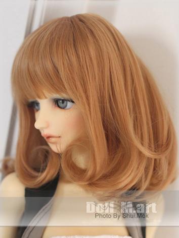 BJD Wig Dark Gold/Brown Mid-length Curly Hair for 1/3 Size Ball Jointed Doll