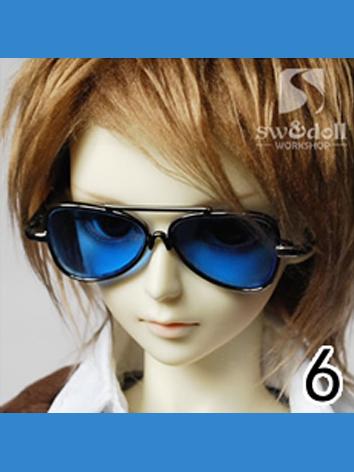 BJD Blue Lens Black Frame Metal Glasses for SD/MSD/70CM Size Ball Jointed Doll