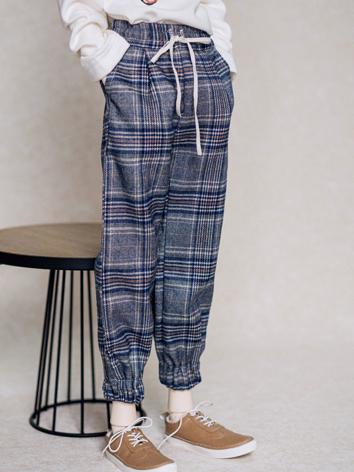 BJD Clothes Blue Thick Plaid Cropped Trousers for SD/SD13/70CM Ball Jointed Doll