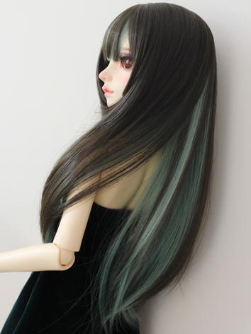 BJD Wig Black&Green Stylish Long Hair for SD/MSD/70cm Size Ball Jointed Doll